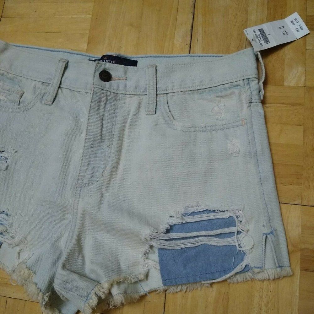 HOLLISTER Short-Short Highrise Denim Cut Off Short Size 9 - Picture 2 of 3